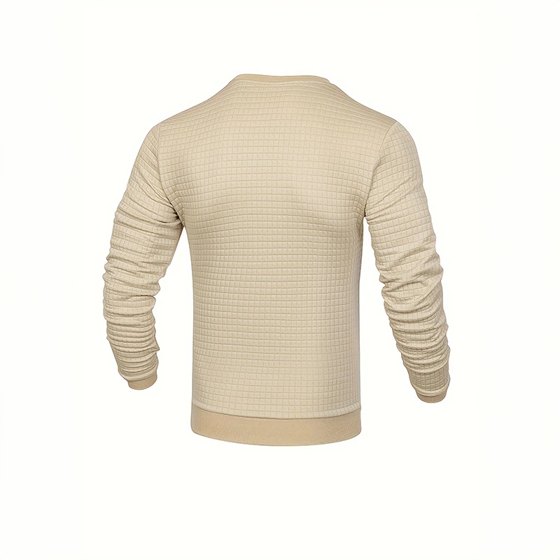 Men's sweater with structure, round neck slim fit jumper