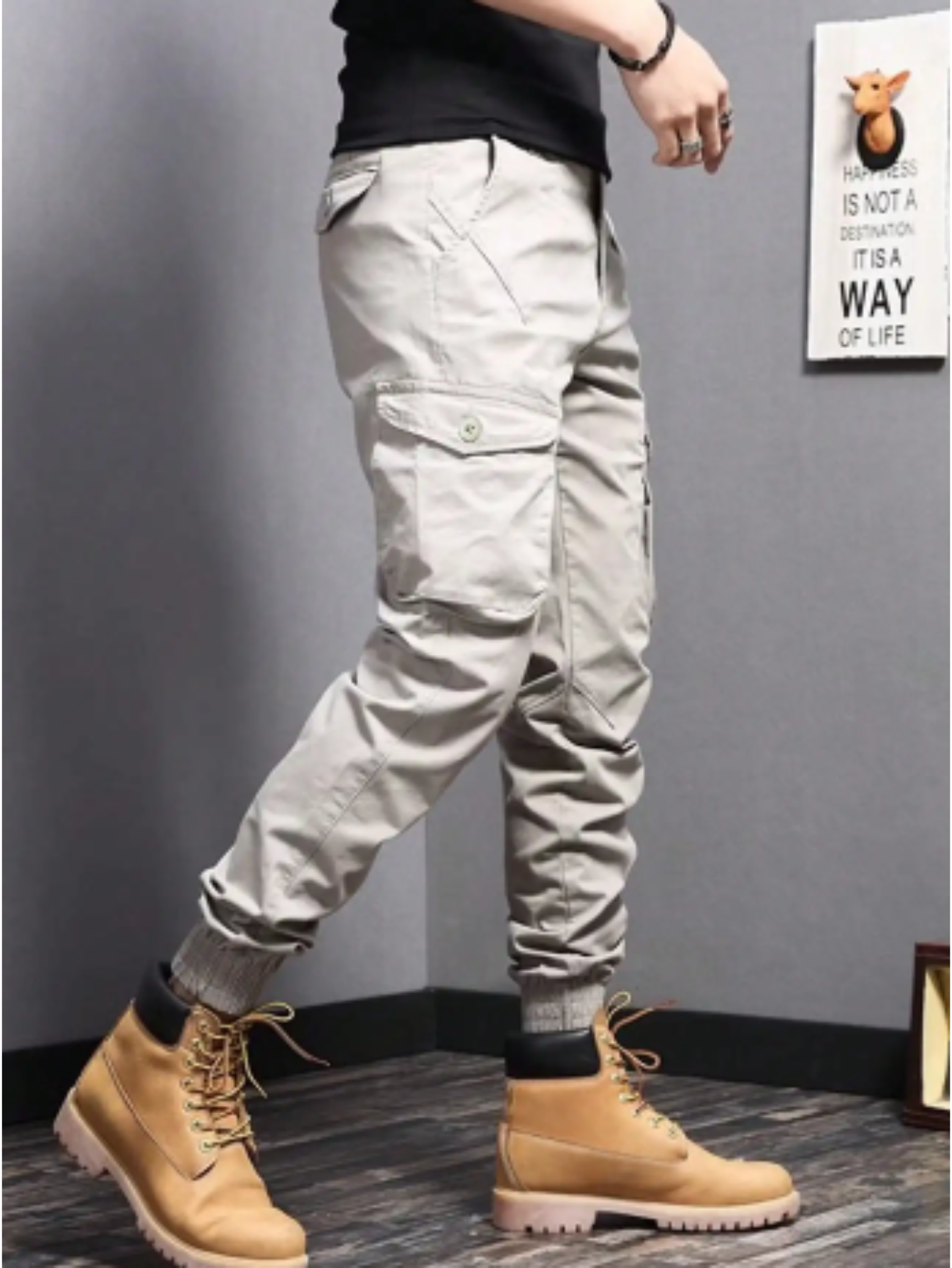 Cargo trousers for men - Robust work trousers with pockets, elasticated cuffs