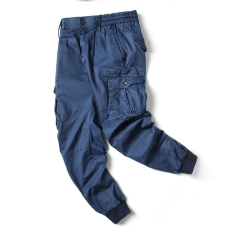 Wide drawstring - Cargo trousers for men - Comfortable outdoor trousers with pockets, elasticated waistband