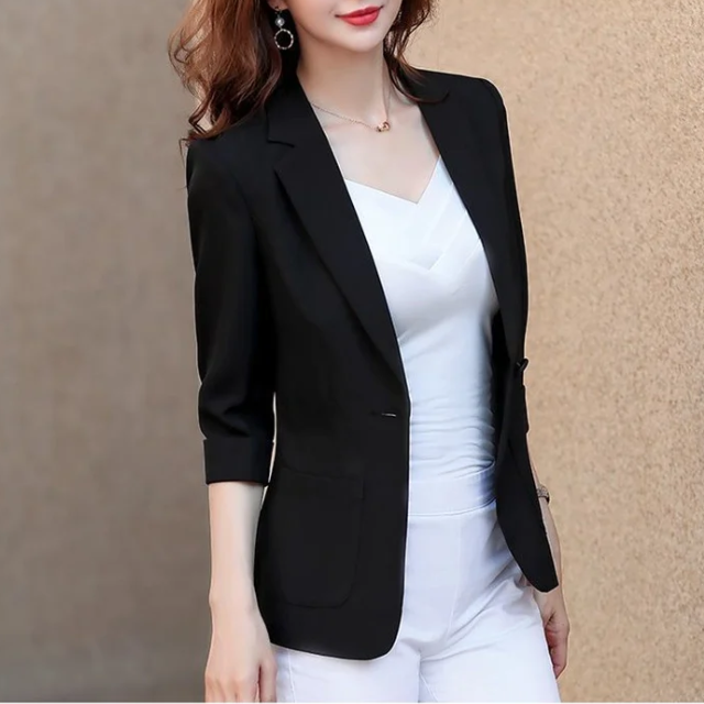 Stylish Women's Blazer With 3/4 Sleeves - Perfect For Office