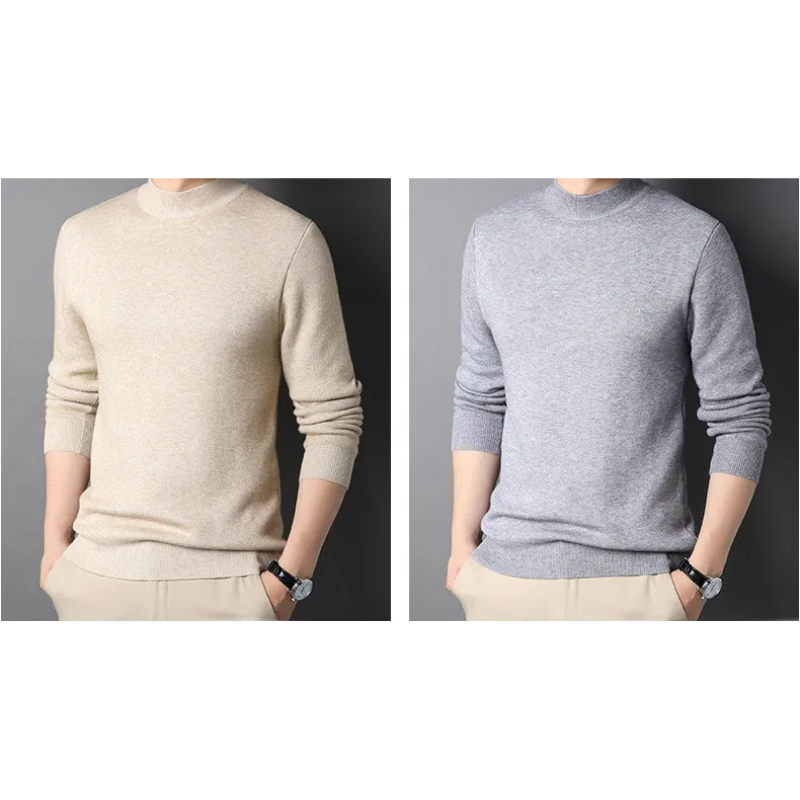 Lightweight knitted jumper with stand-up collar Turtleneck jumper for men