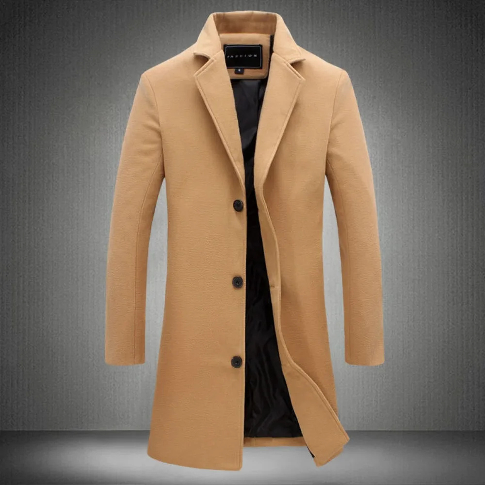 Elegant men's coat - Classic wool coat with slim-fit cut