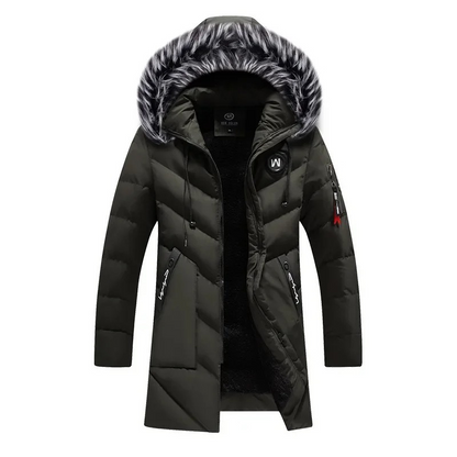 Men's Parka Winter Jacket With Detachable Hood And Zip Pockets