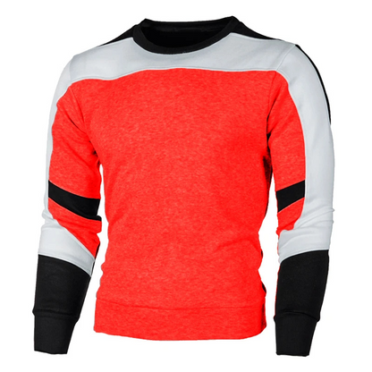 Men's sweater with colour block, round neck casual pullover sweatshirt