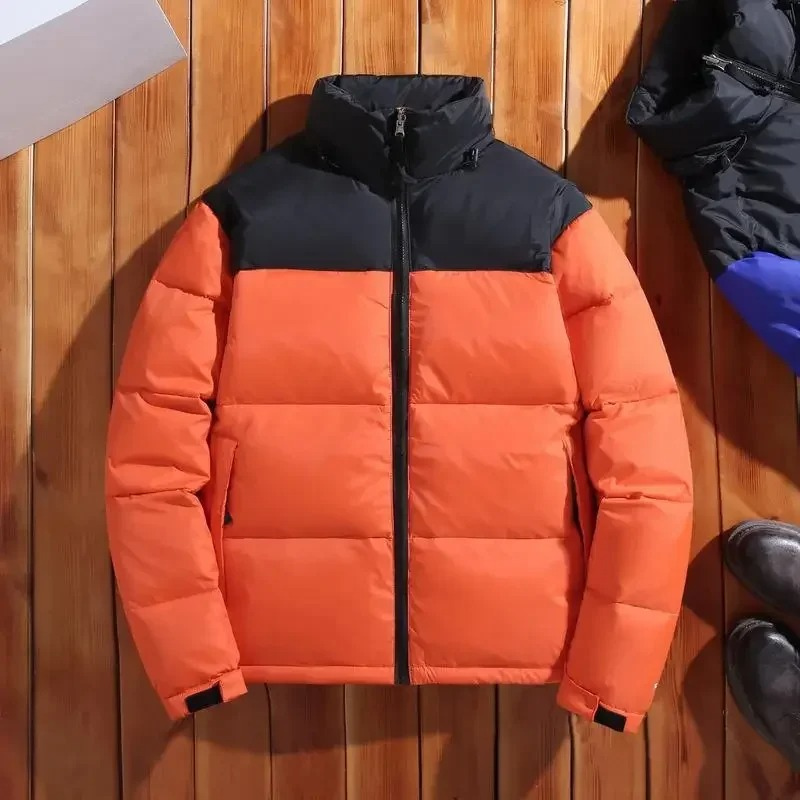 Men's puffer jacket with stand-up collar and front zip