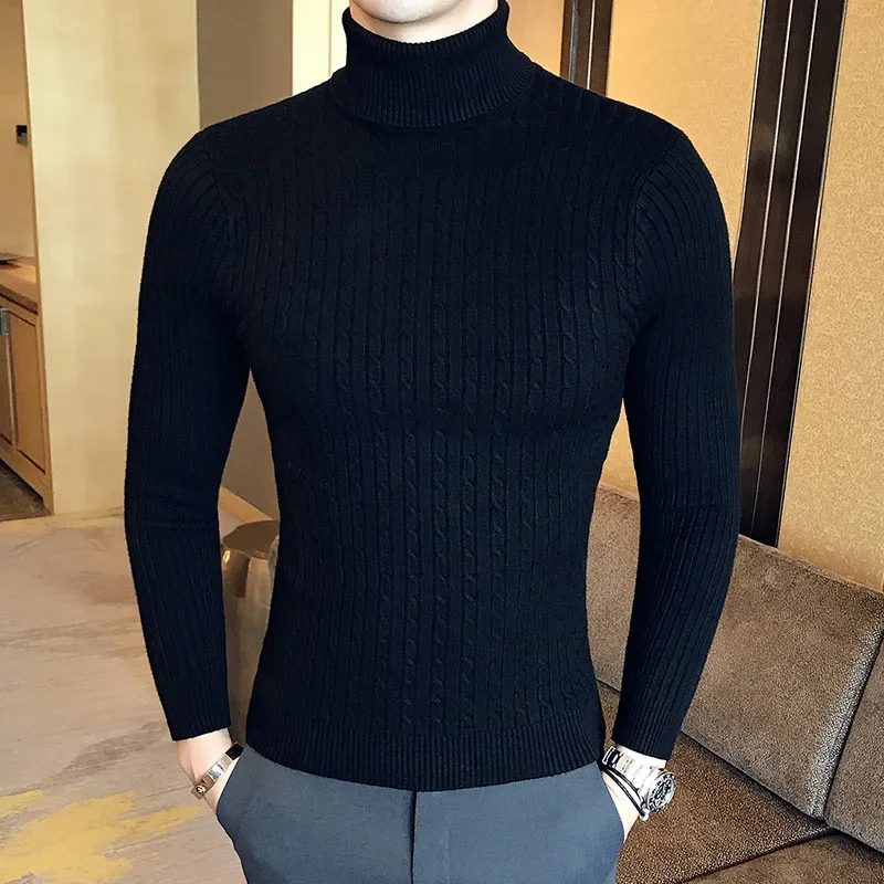 Knitted turtleneck jumper men | slim fit winter jumper