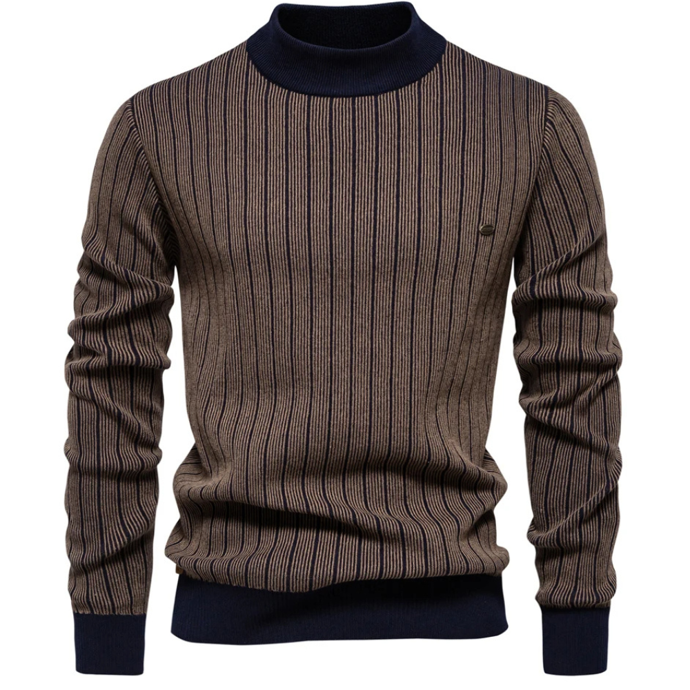 Turtleneck jumper men - Stylish turtleneck jumper with striped pattern