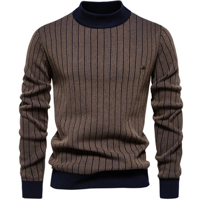 Turtleneck jumper men - Stylish turtleneck jumper with striped pattern