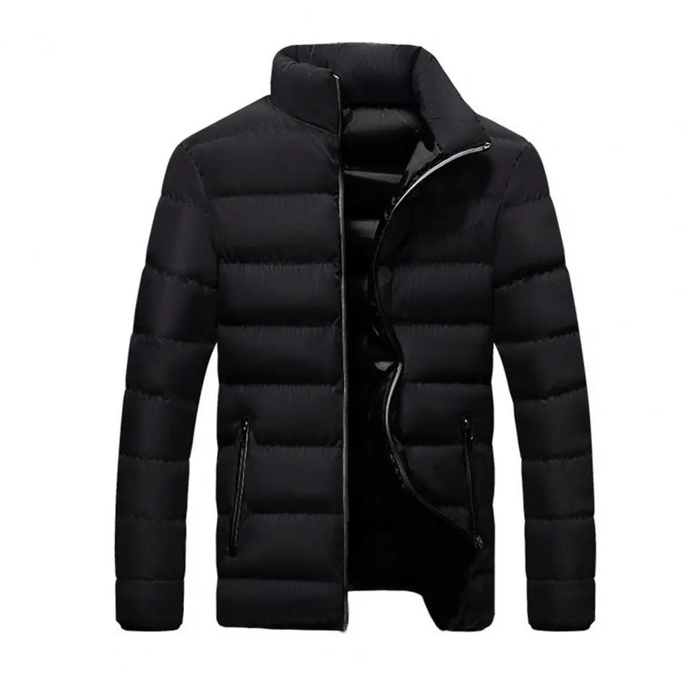 Men's puffer jacket with contrast lining and zip pockets