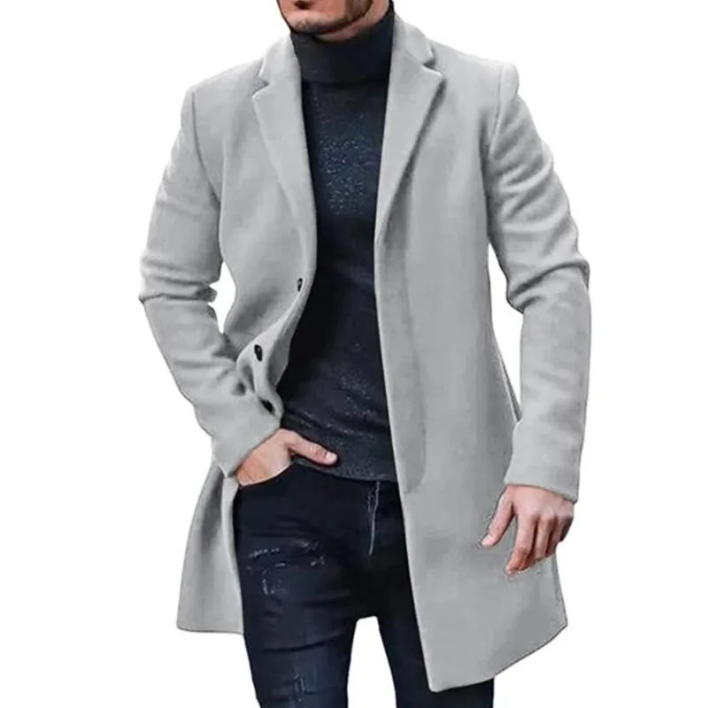 Modern men's coat - Slim-fit wool coat with single-breasted design