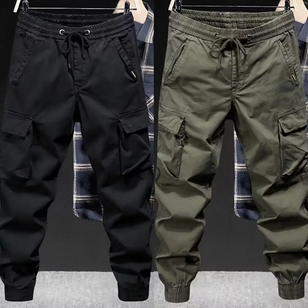 Cargo trousers for men - Robust outdoor jogging trousers with pockets, drawstring