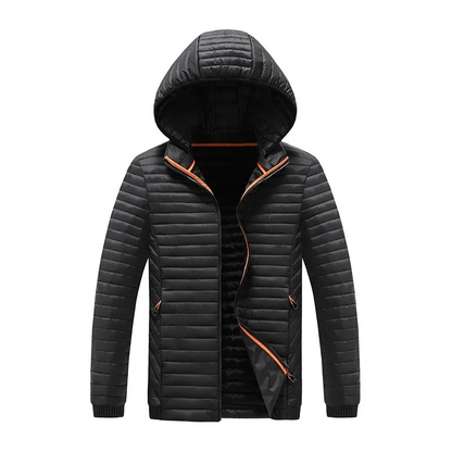 Men's quilted transition jacket - With hood, Warm, With zip