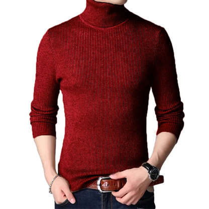 Ribbed knit jumper turtleneck jumper men