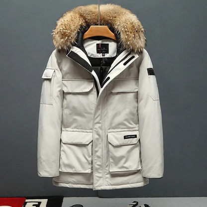 Men's parka winter jacket warmly lined with zip and hood