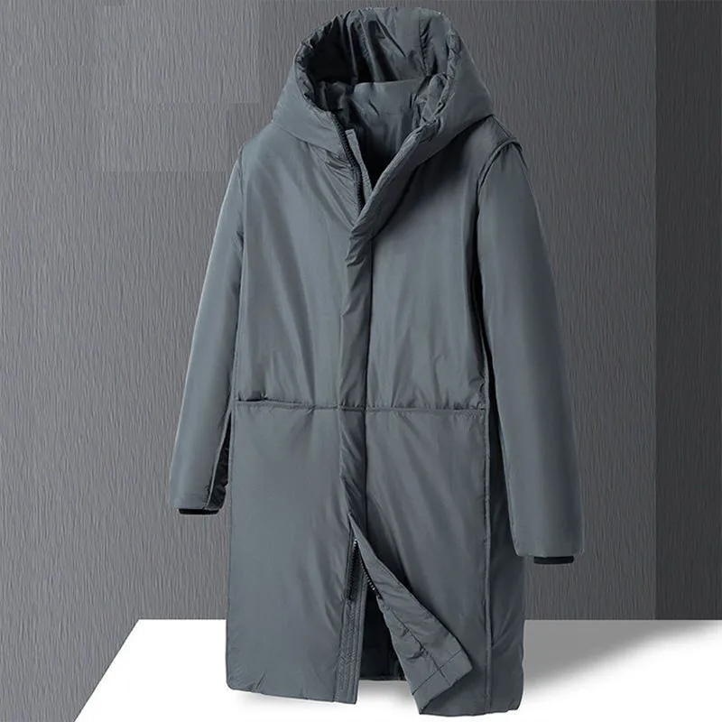 Men's parka winter jacket with hood and full-length zip