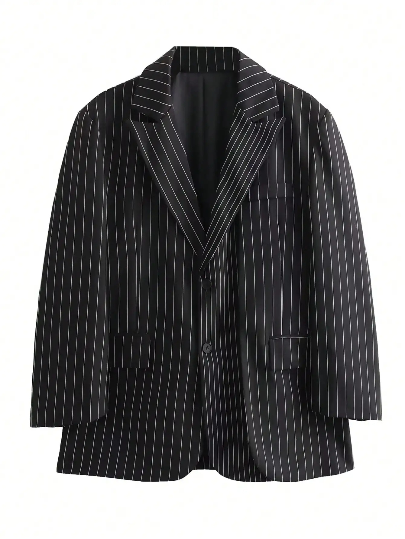 Striped Ladies Blazer With Ankle Button Closure - Classic and Stylish