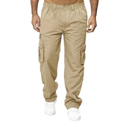 Straight multi-pocket cargo trousers for men