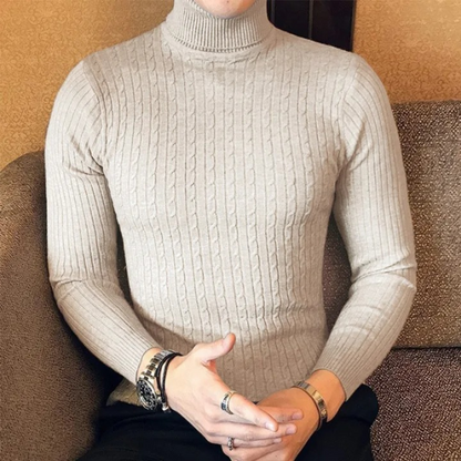 Turtleneck jumper men - cable knit, soft, slim fit, casual wear