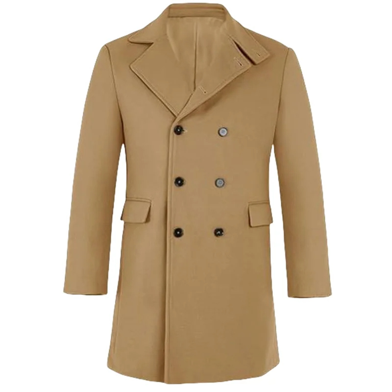 Double-breasted men's coat - Timeless wool coat with lapel collar