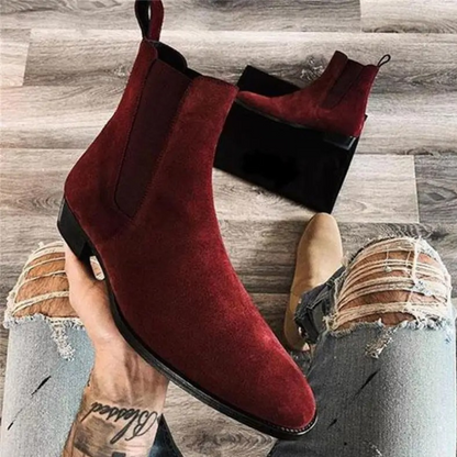 Fashionable suede Chelsea boots for men with elasticated insert