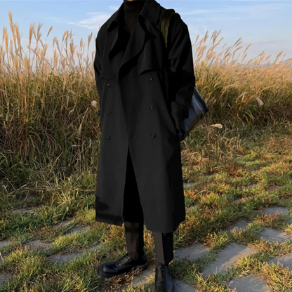 Modern men's coat - Long trench coat with a loose fit