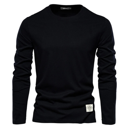 Men's  sweater with round neck, casual long sleeve cotton jumper