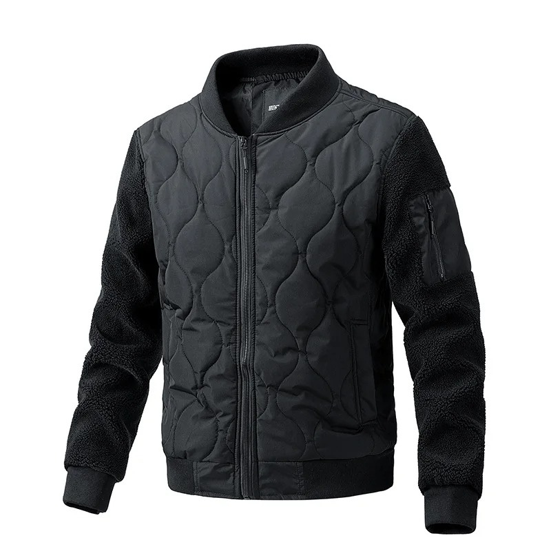 Men's quilted transitional jacket - With sherpa sleeves, Warm, With zip