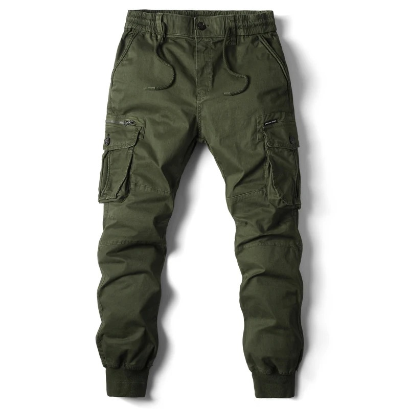 Wide drawstring - Cargo trousers for men - Comfortable outdoor trousers with pockets, elasticated waistband