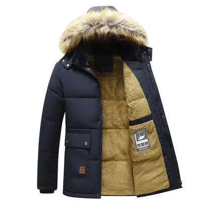 Men's Parka Winter Jacket With Warm Teddy Lining And Detachable Hood