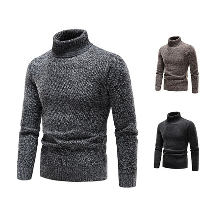 Turtleneck jumper men - Warm turtleneck jumper with melange effect