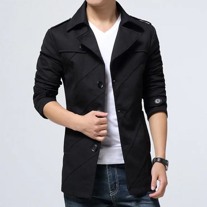 Casual men's coat - Lightweight trench coat with a modern design