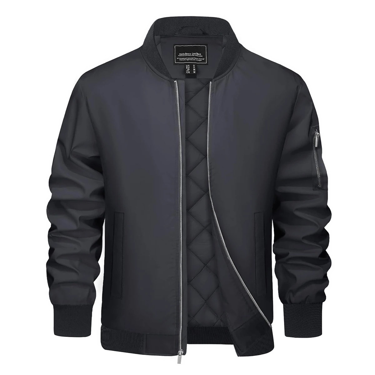 Men's quilted transitional jacket - Bomber jacket, Lightweight, With zip