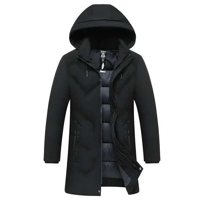 Men's parka winter jacket with hood and water-repellent material