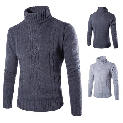 Turtleneck jumper men - Turtleneck jumper with cable knit pattern for cosiness