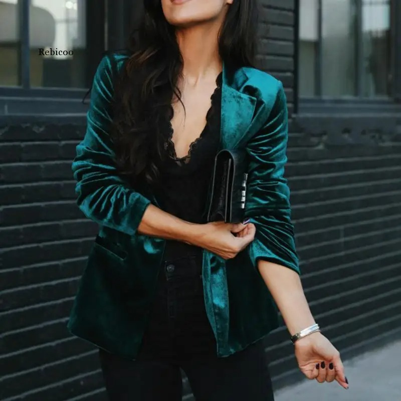 Fashion Choice - Velvet Women's Long-Sleeved Blazer - Luxurious and Comfortable