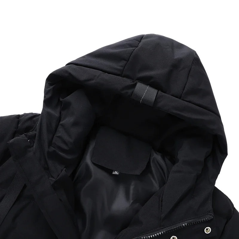 Puffer jacket men long with hood and several pockets