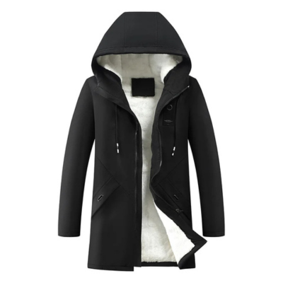 Men's parka winter jacket with hood and soft fleece lining