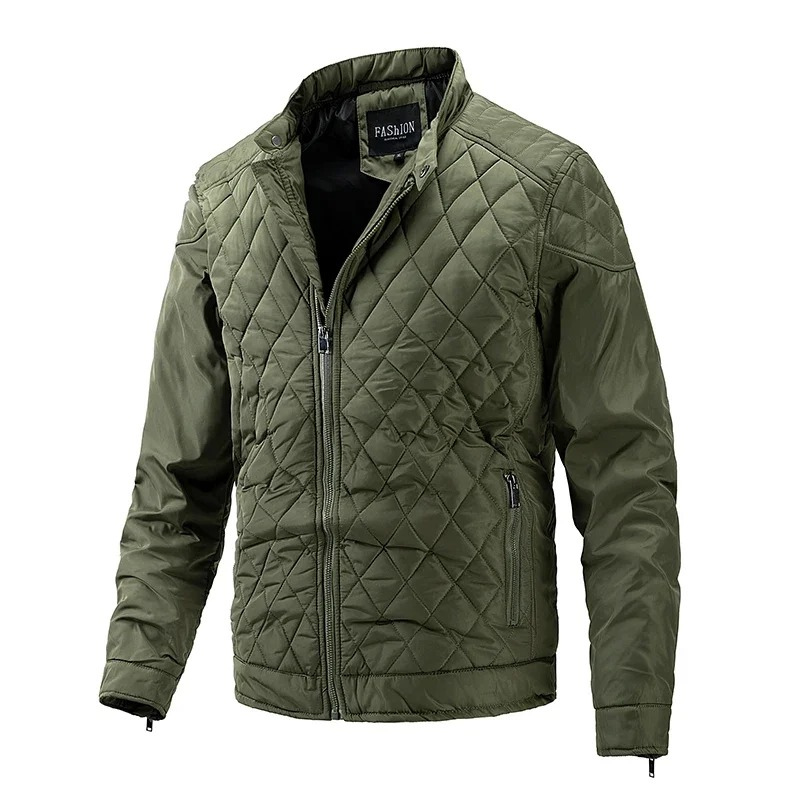 Men's quilted transitional jacket - diamond pattern, light, casual