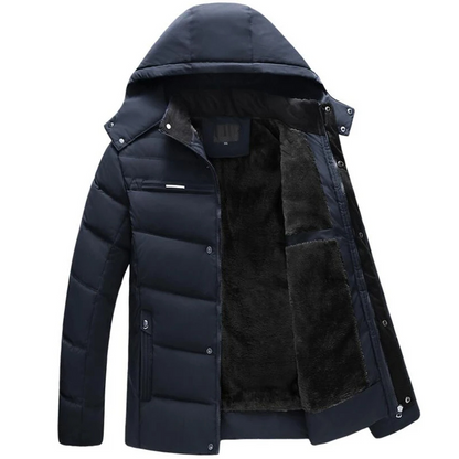 Men's parka winter jacket with fleece lining and hood