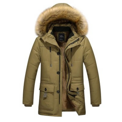 Men's Parka Winter Jacket With Warm Lining And Detachable Fur Collar