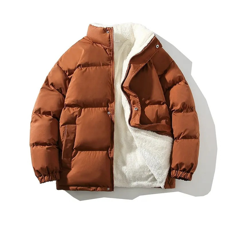 Men's puffer jacket with sherpa lining and zip pockets