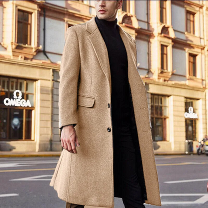 Long men's coat - Classic wool coat with slim fit