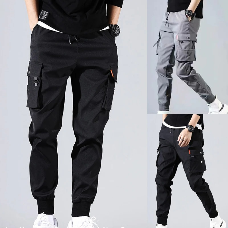 Cargo trousers men - Comfortable jogging trousers with several pockets, elasticated cuffs