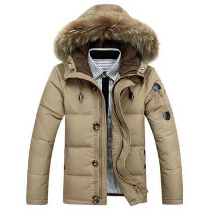 Men's Parka Winter Jacket With Detachable Hood And Warm Lining