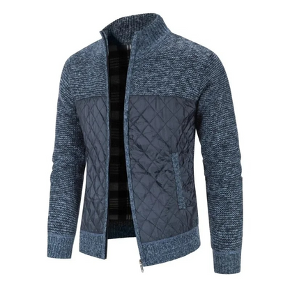 Men's quilted transition jacket - Knitted sleeves, Warm, With zip