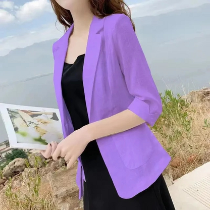 Stylish Women's Blazer With 3/4 Sleeves - Perfect For Office