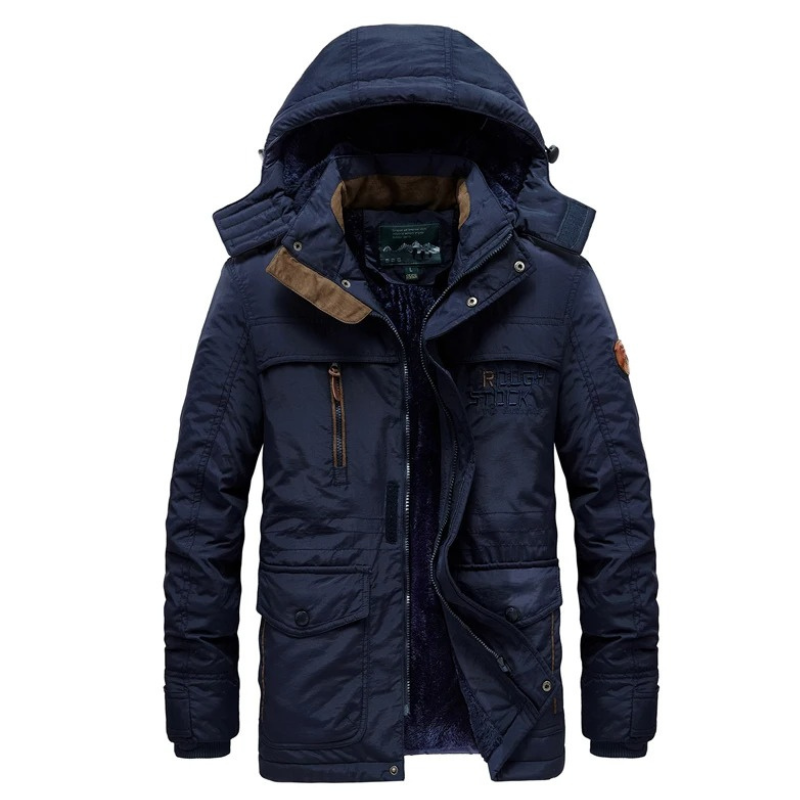 Men's lined parka jacket with durable design