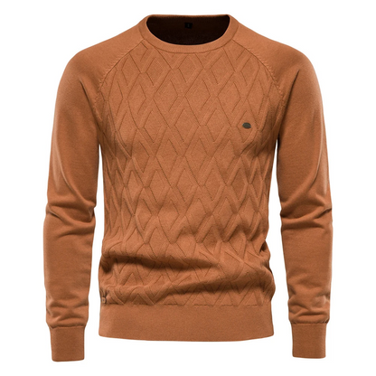 Structured round neck men's  sweater for an elegant appearance