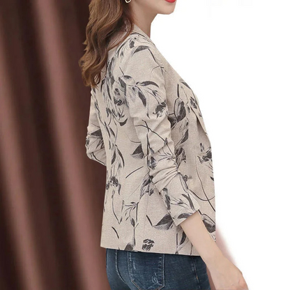 Floral Print Ladies Blazer With Ankle Button Closure