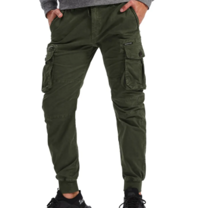 Wide drawstring - Cargo trousers for men - Comfortable outdoor trousers with pockets, elasticated waistband